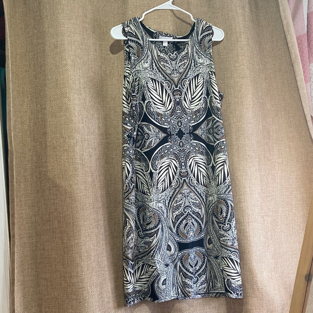 Charter Club Black and White Ornate Mini Dress
